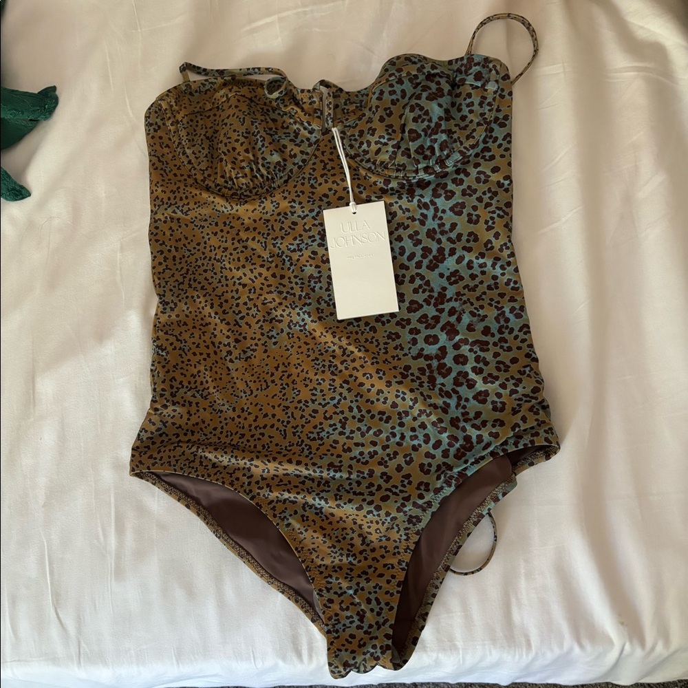 Cheeky Cheetah print blue and brown swim! Never worn